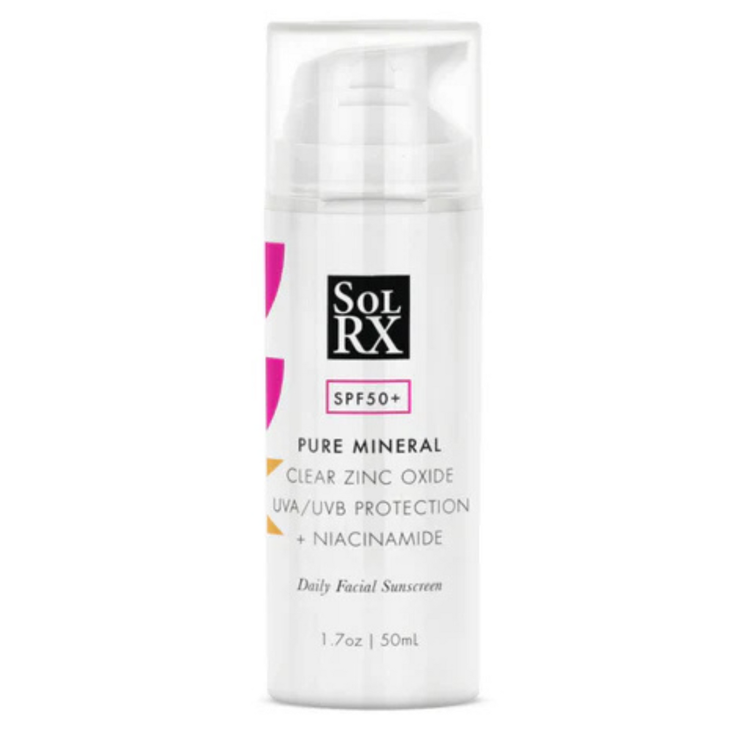 SolRX PURE MINERAL SPF 50 Daily Facial Zinc Sunscreen + Niacinamide 1.7oz